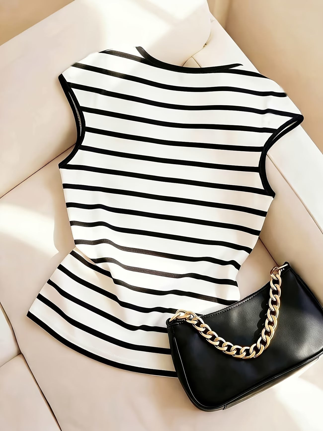 Striped Square Neck T-Shirt | Slim Fit | Short Sleeve