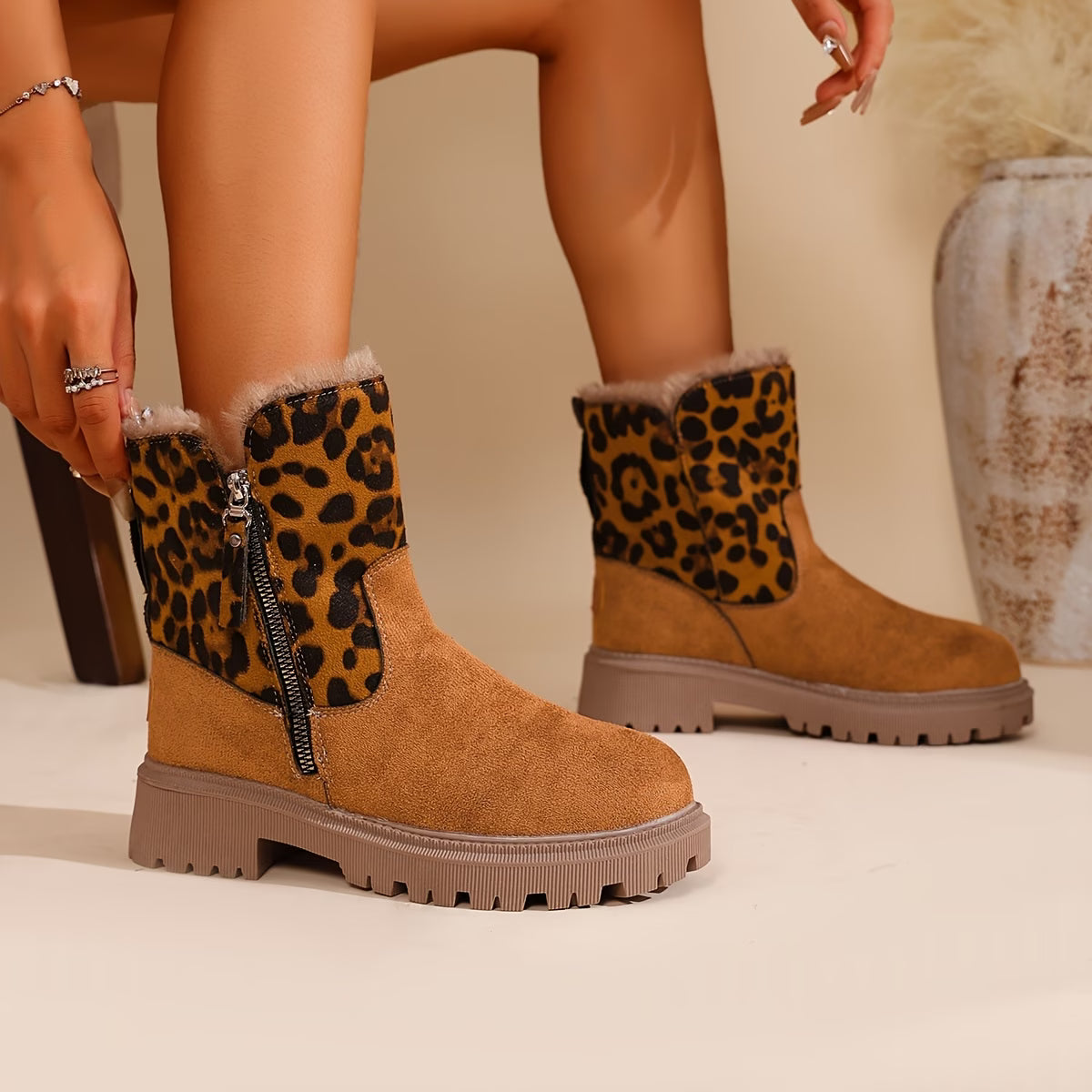 Women's Western Style Classic Short Boots – Thickened Warm Lining & Sturdy Sole