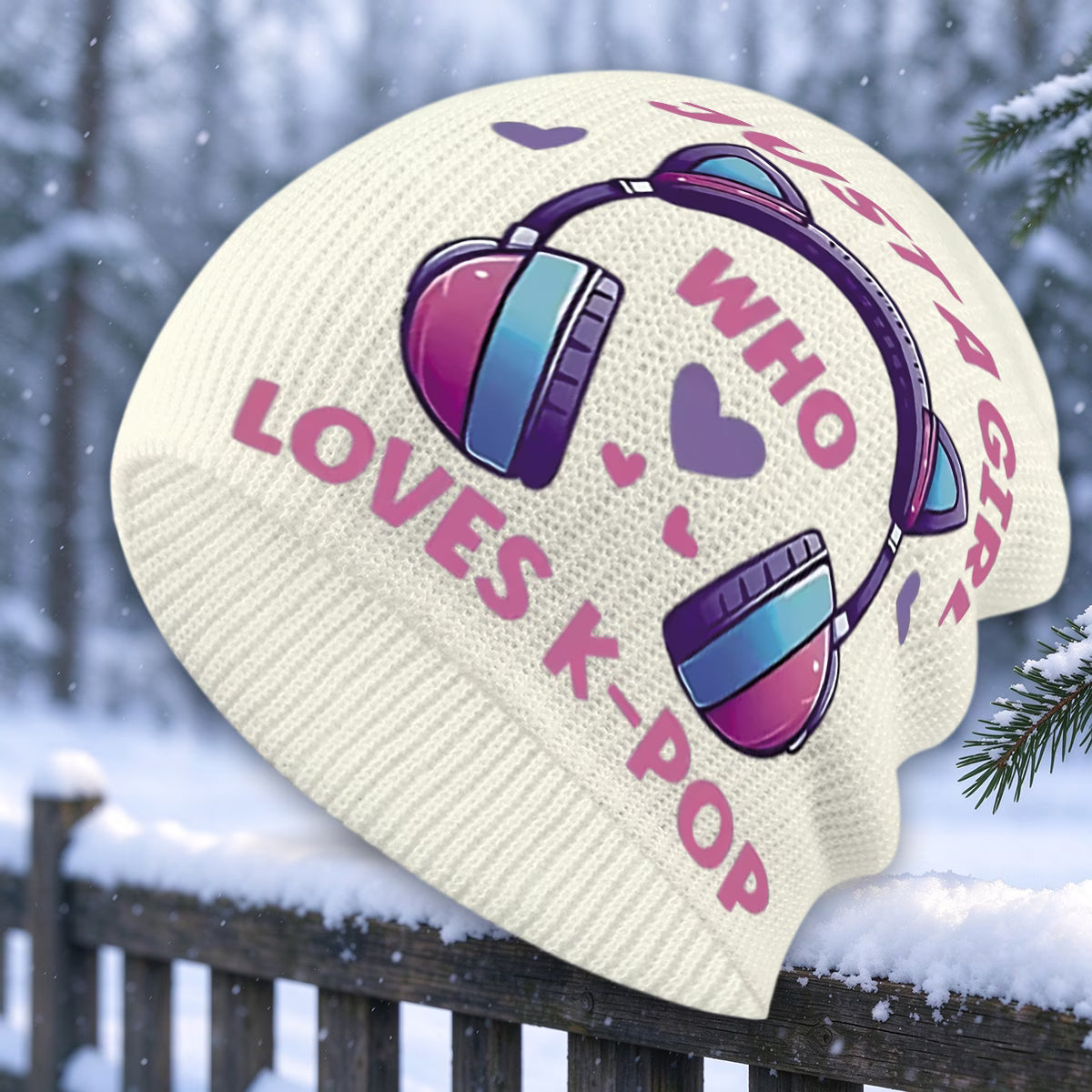 Cat-Ear Headphone Print Unisex Beanie