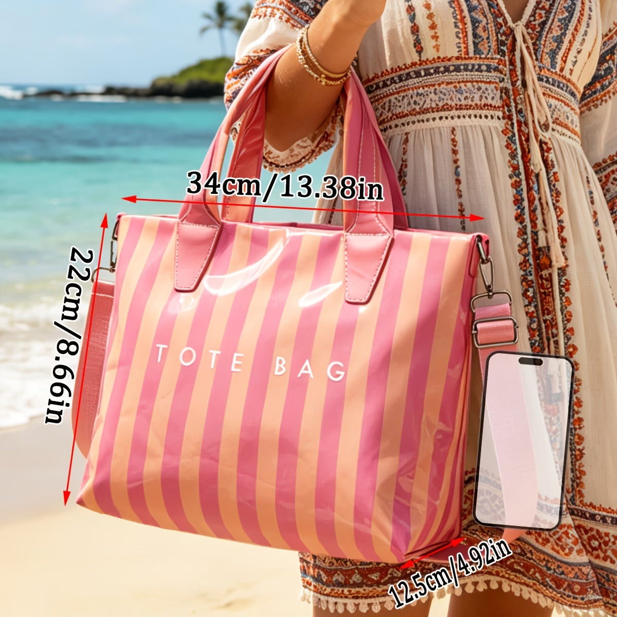 Women's Letter Print Tote Bag – Glossy Contrast Patchwork Design