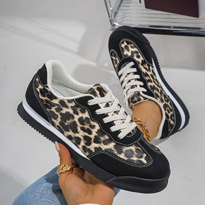 Wild Luxe Leopard Trainers – Breathable Mesh Running Shoes for Women