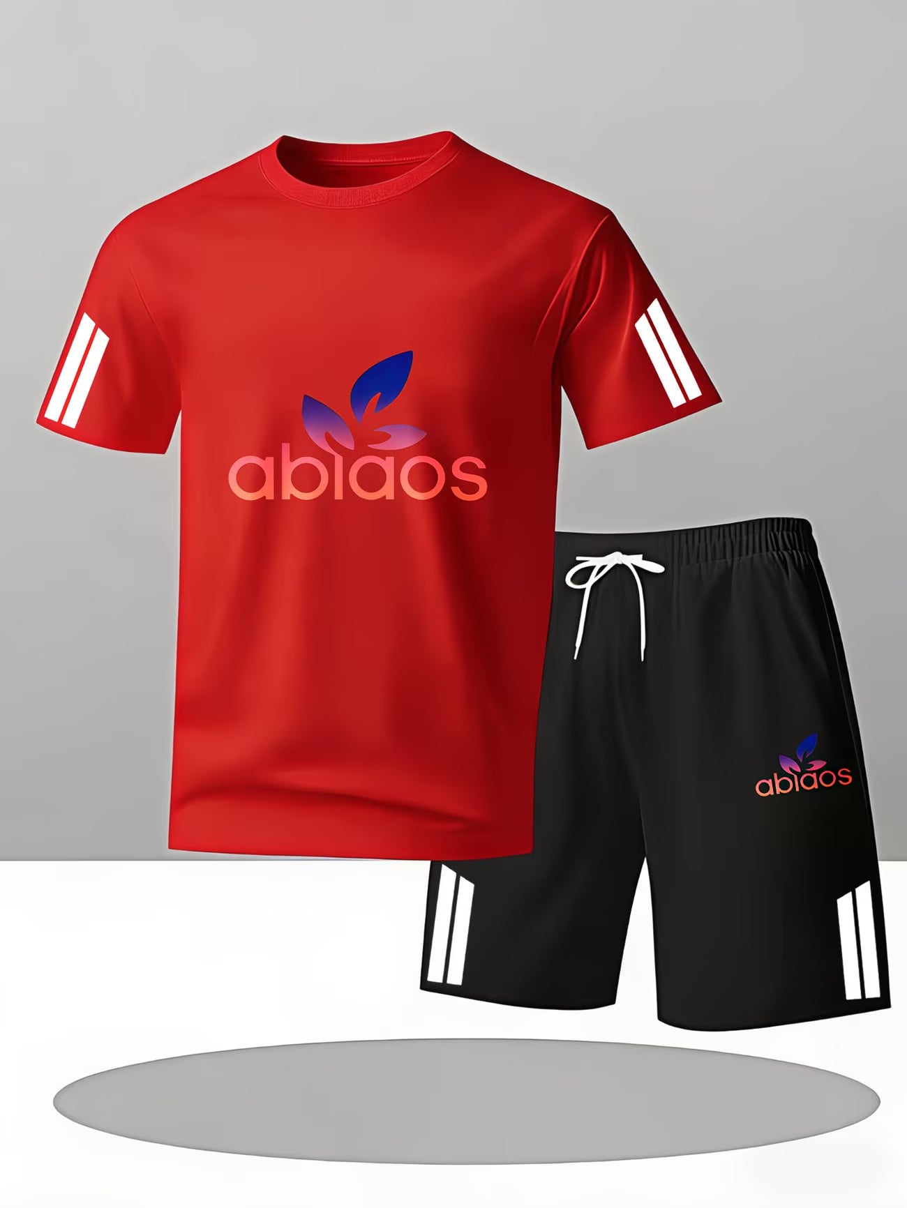 Men's Sports T-Shirt – Abiaos Logo with Colorful Leaf Design