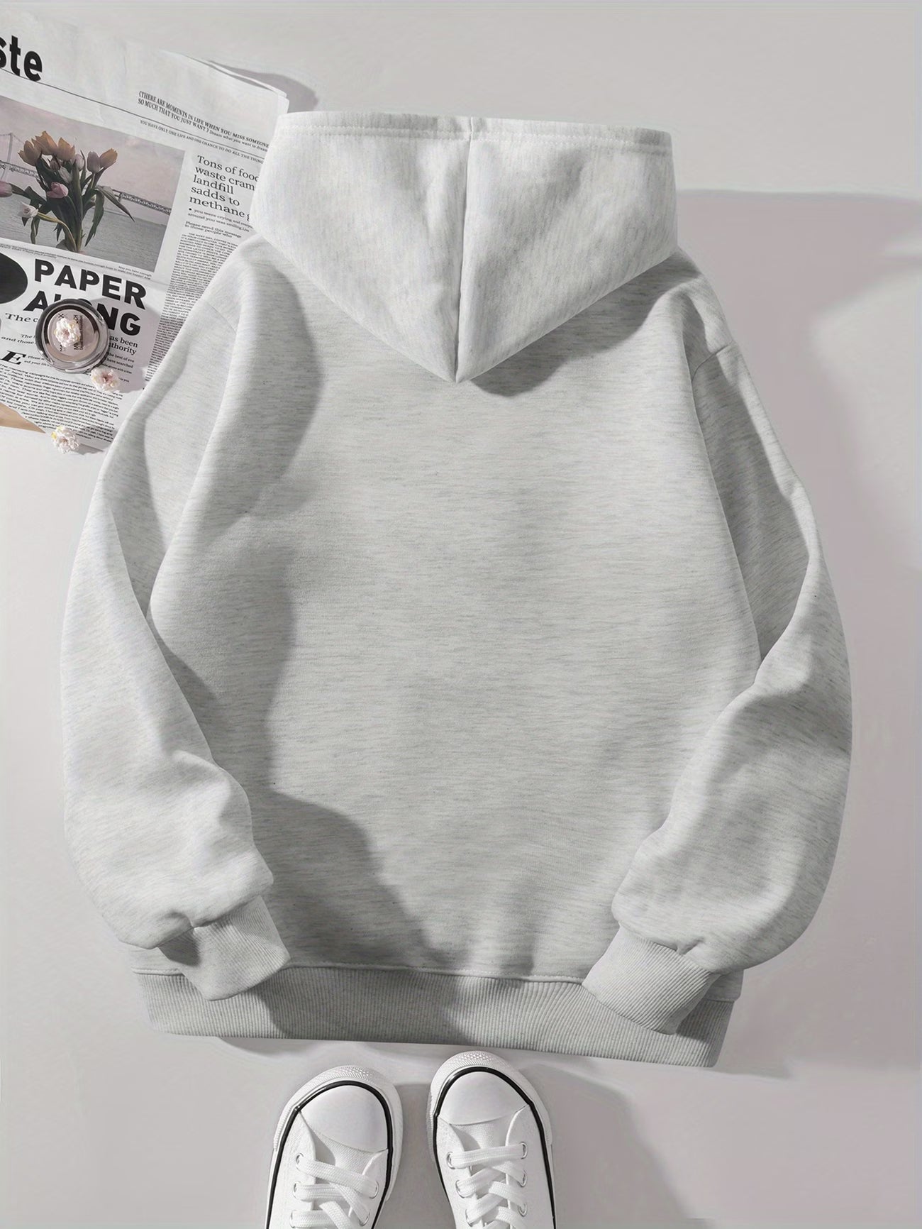 Plus Size - Casual Hooded Pullover Sweatshirt