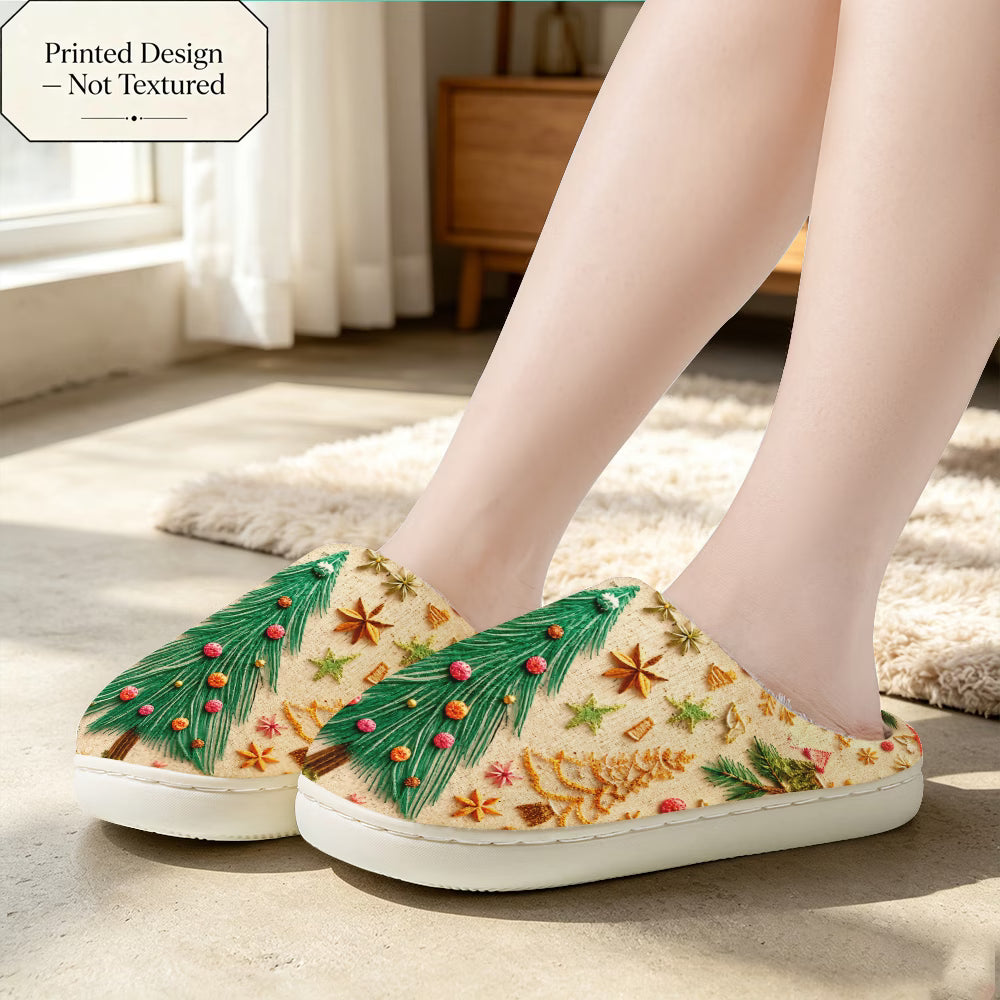 Christmas Tree & Snowflake Festive Soft Slippers