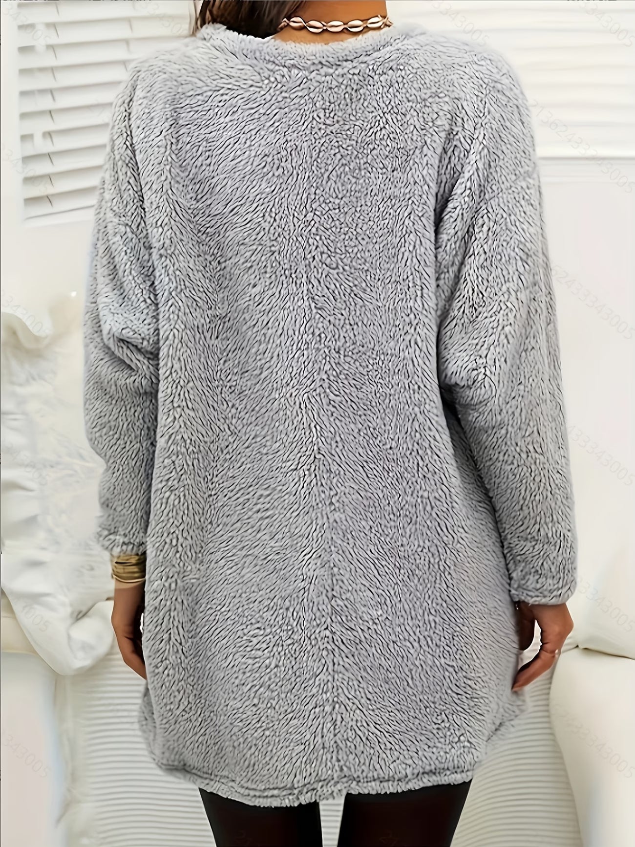 Butterfly Print Plush Pullover Sweatshirt – V-Neck Patchwork Fleece Top