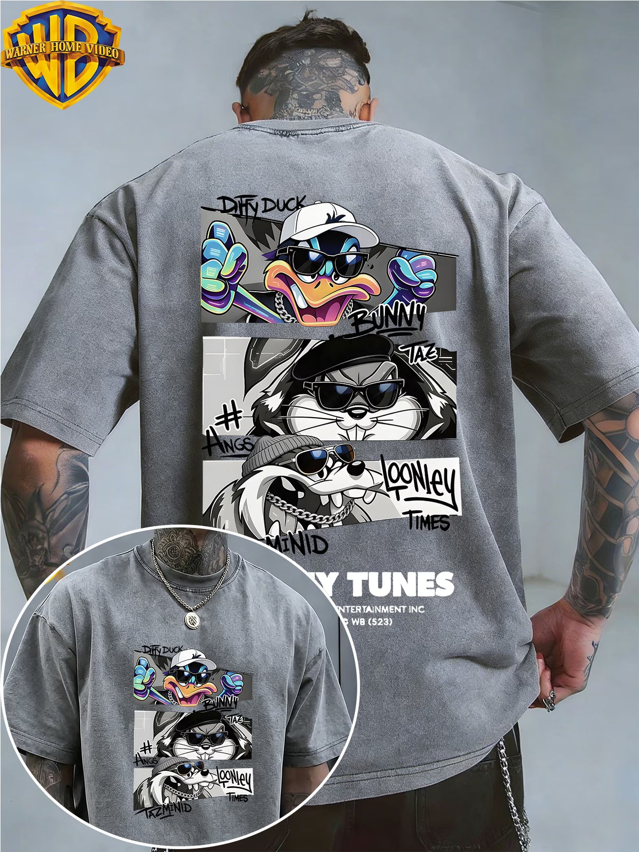 Cool Cartoon Panel Print Short Sleeve T-Shirt