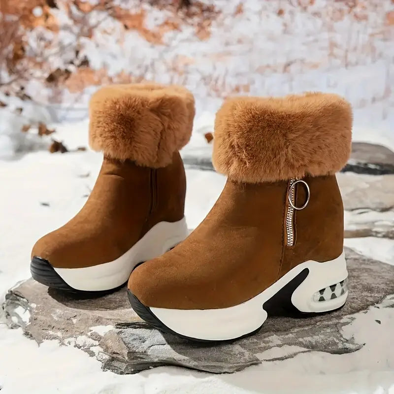 Women's Platform Ankle Boots with Zipper Closure