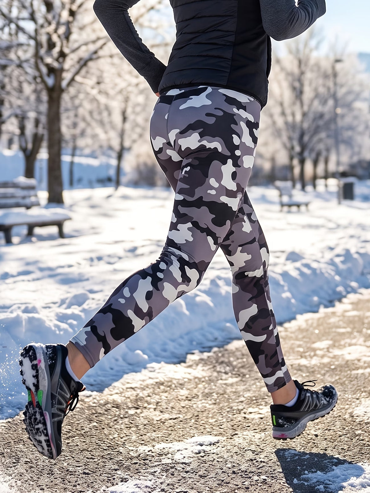 Women's High-Waisted Camouflage-Print Leggings, Slim-Fit Training Pants for Casual Outdoor Wear