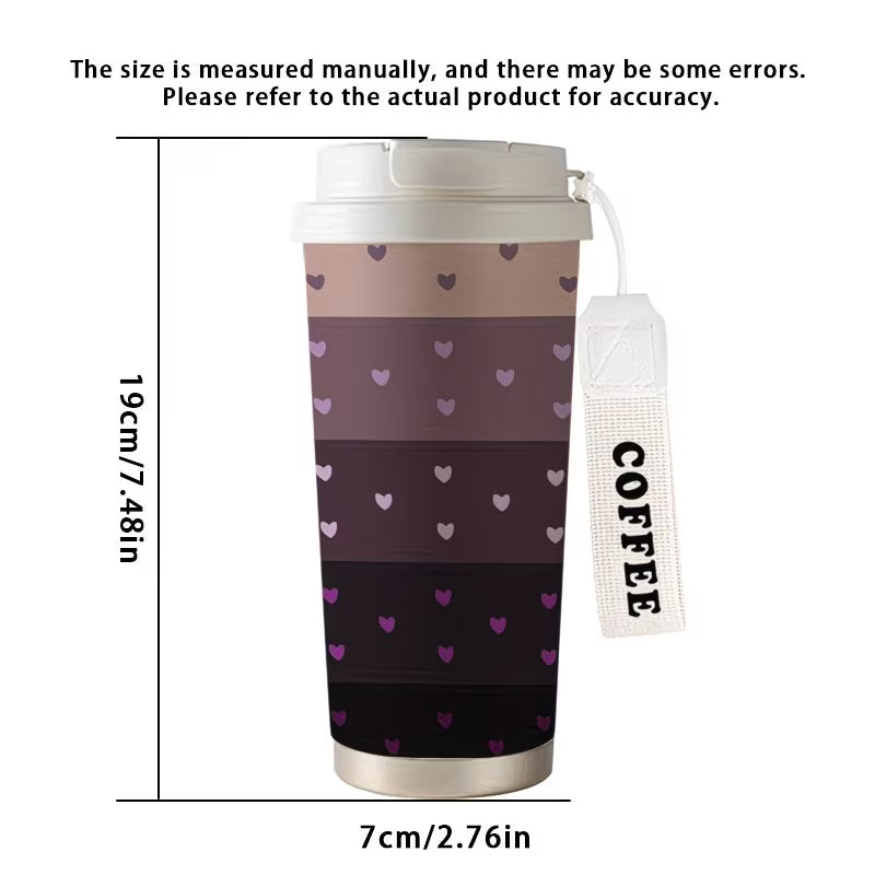 18Oz Stainless Steel Insulated Travel Mug Featuring a Purple Gradient Heart Design