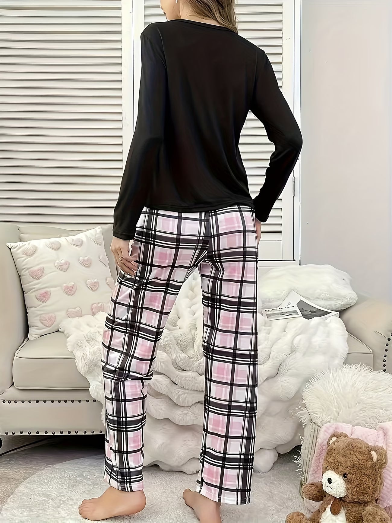 Women'S Slogan Printed Casual Pajama Set,