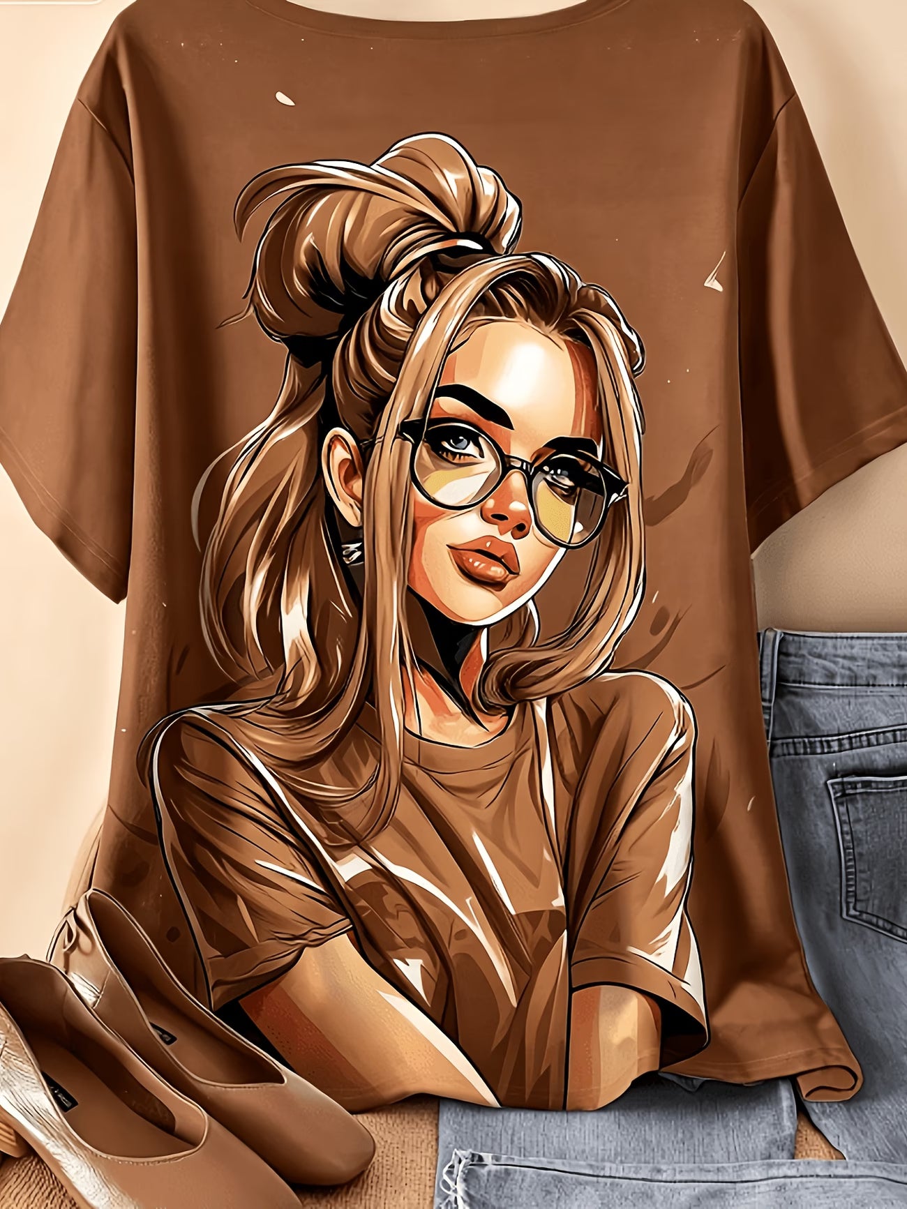 Cool Girl Graphic Top | Artistic Portrait Print