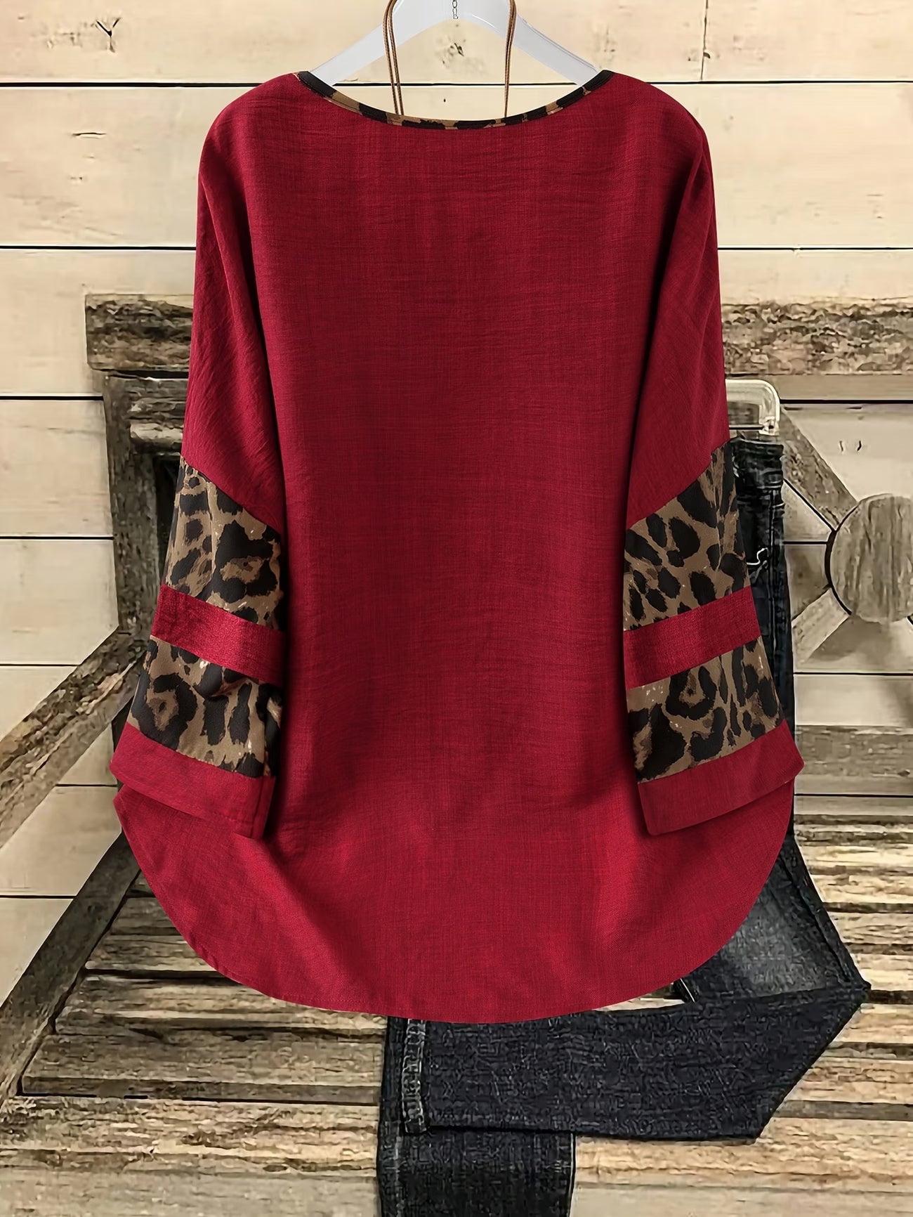 Plus Size Colour Block Random Print Top