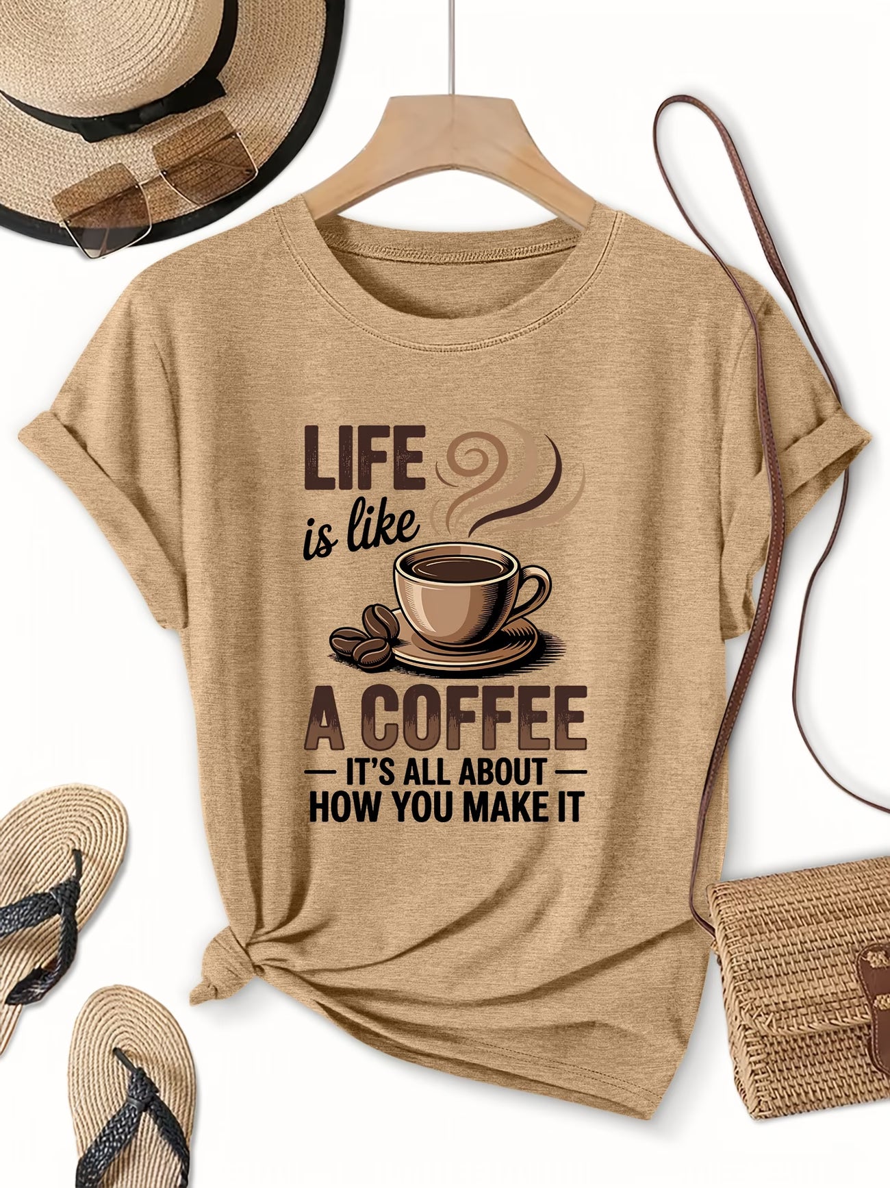 Women's Funny Coffee Cup Graphic Tee | Short-Sleeve T-Shirt
