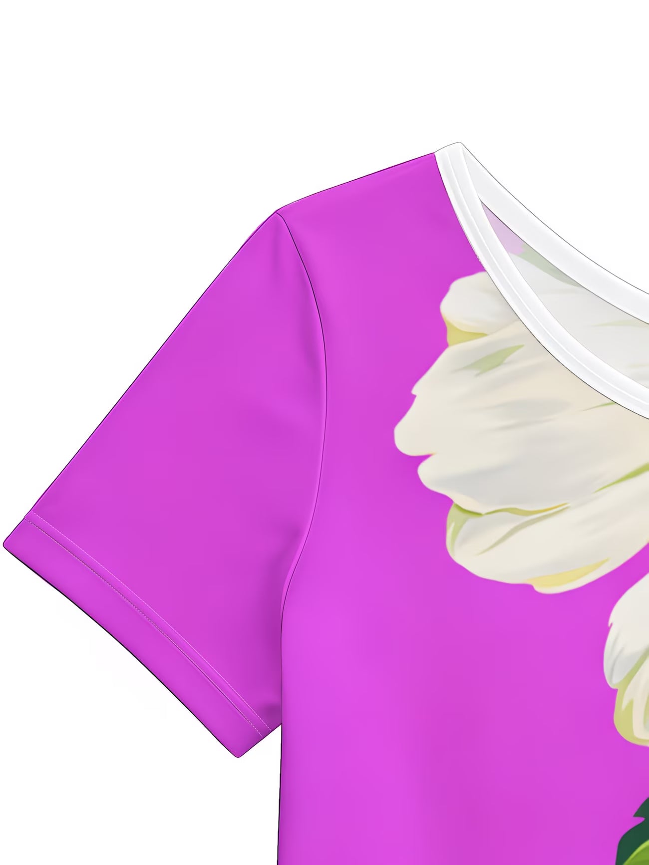 White Floral One-Shoulder Short Sleeve Top
