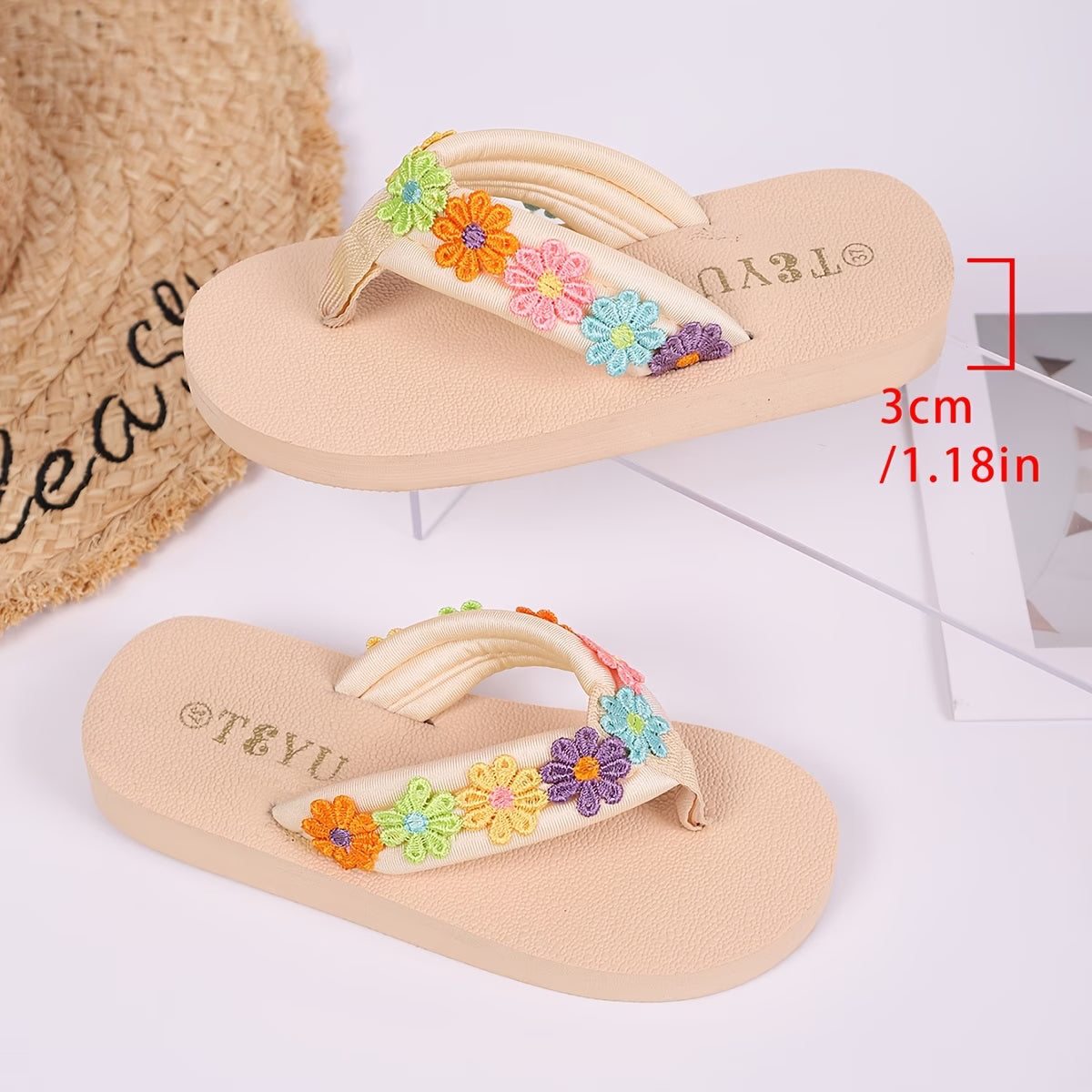 Women's Multicolour Embroidered Flip-Flops