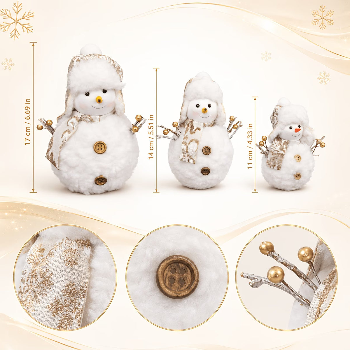 3pcs Christmas Snowman Decoration Set