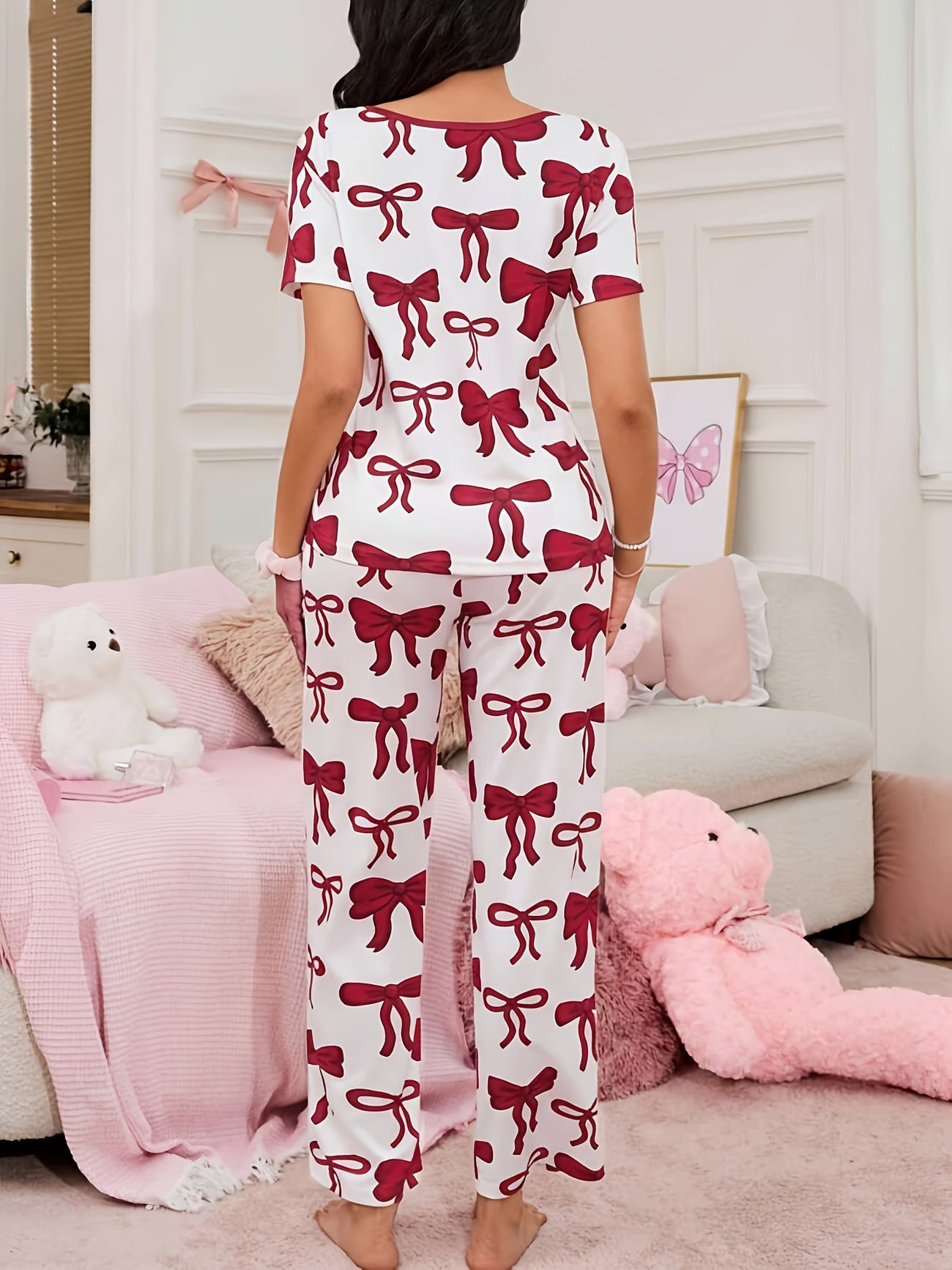 Women's bow Pyjama Set.