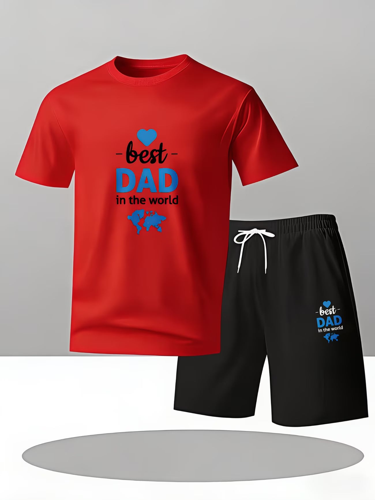 Men's 'Best Dad In The World' Slogan T-Shirt & Shorts Set