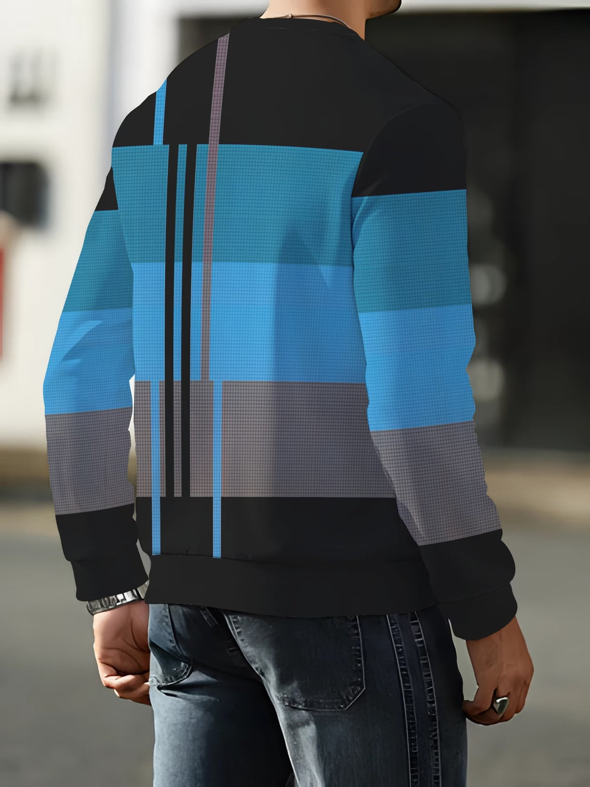 Men’s Brooklyn Logo Colour-Block Crew Neck Sweatshirt