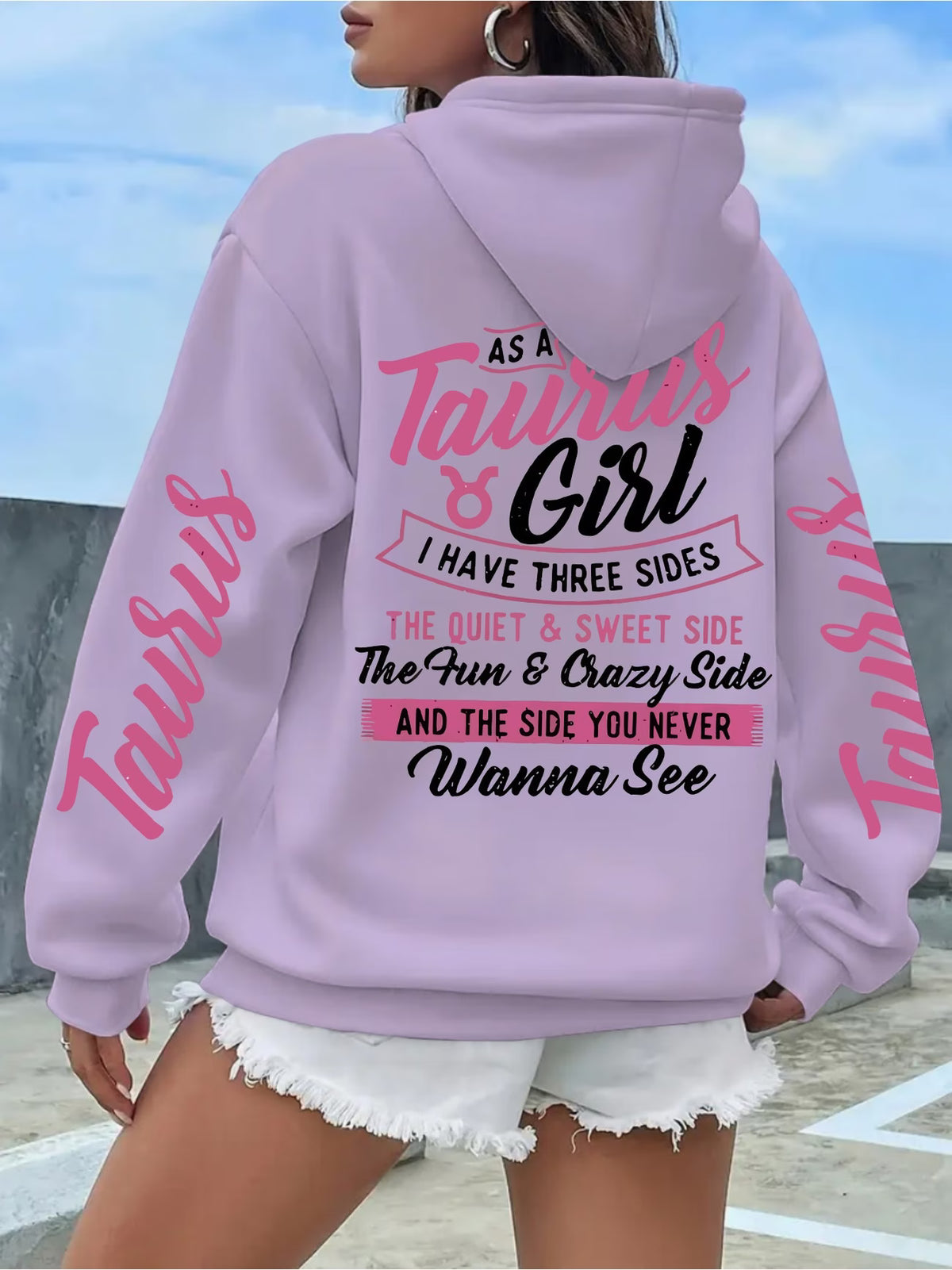 Ladies "Taurus" Letter Pattern Printed Sweater