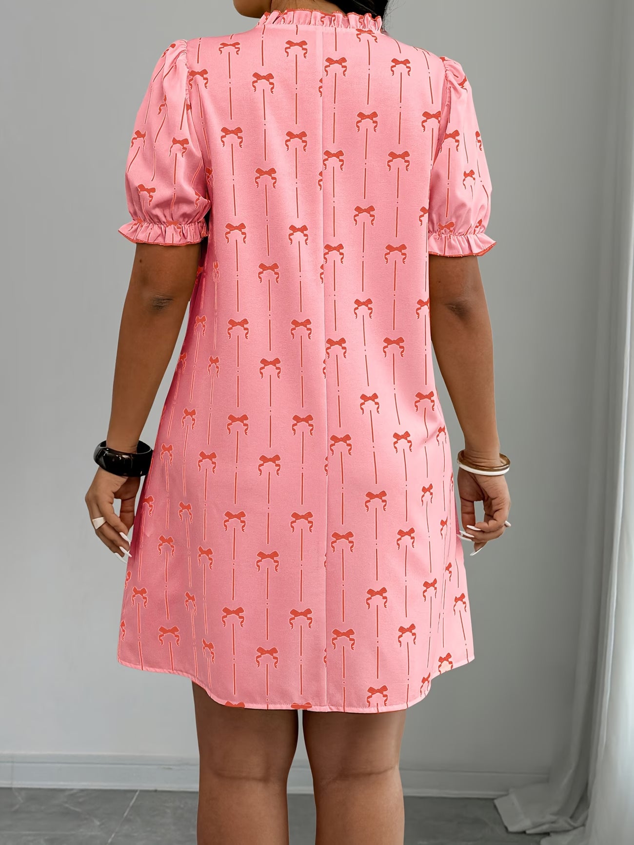 French Plus Size Butterfly Print Summer Casual Tunic Dress
