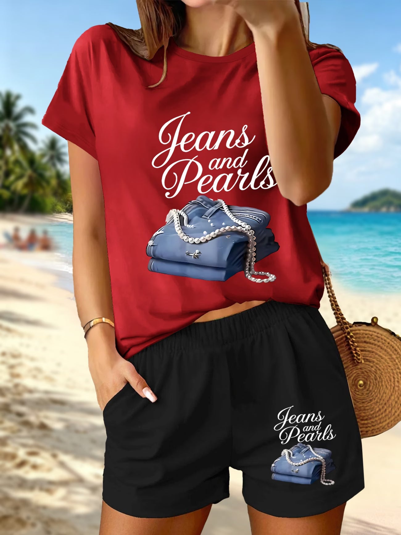 Printed Pattern 2-Piece Casual Athletic Set
