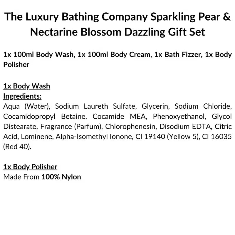 The Luxury Bathing Company Sparkling Pear & Nectarine Blossom Dazzling Gift Set,