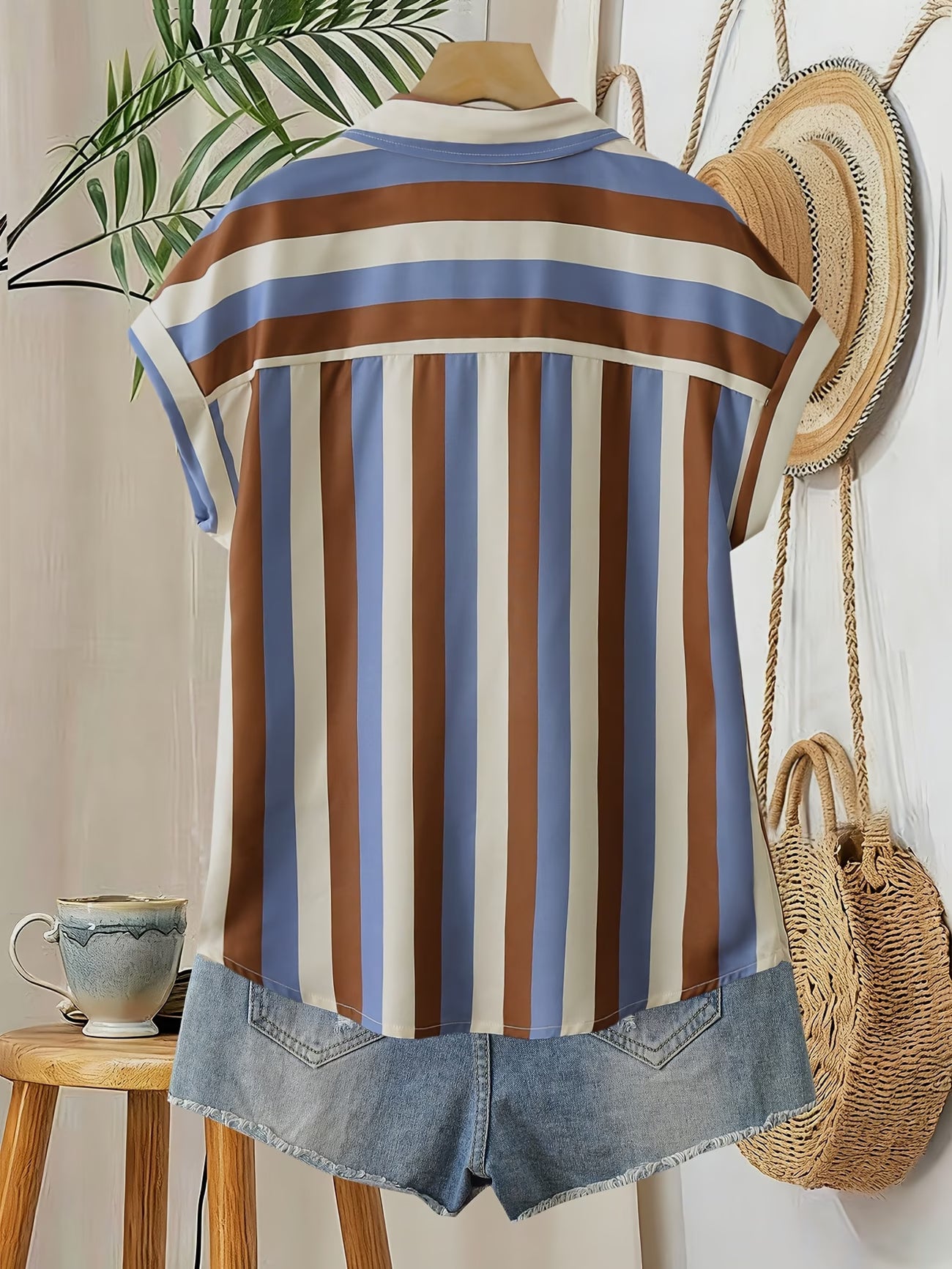 Striped Pocket Shirt — Short-Sleeve Button-Down