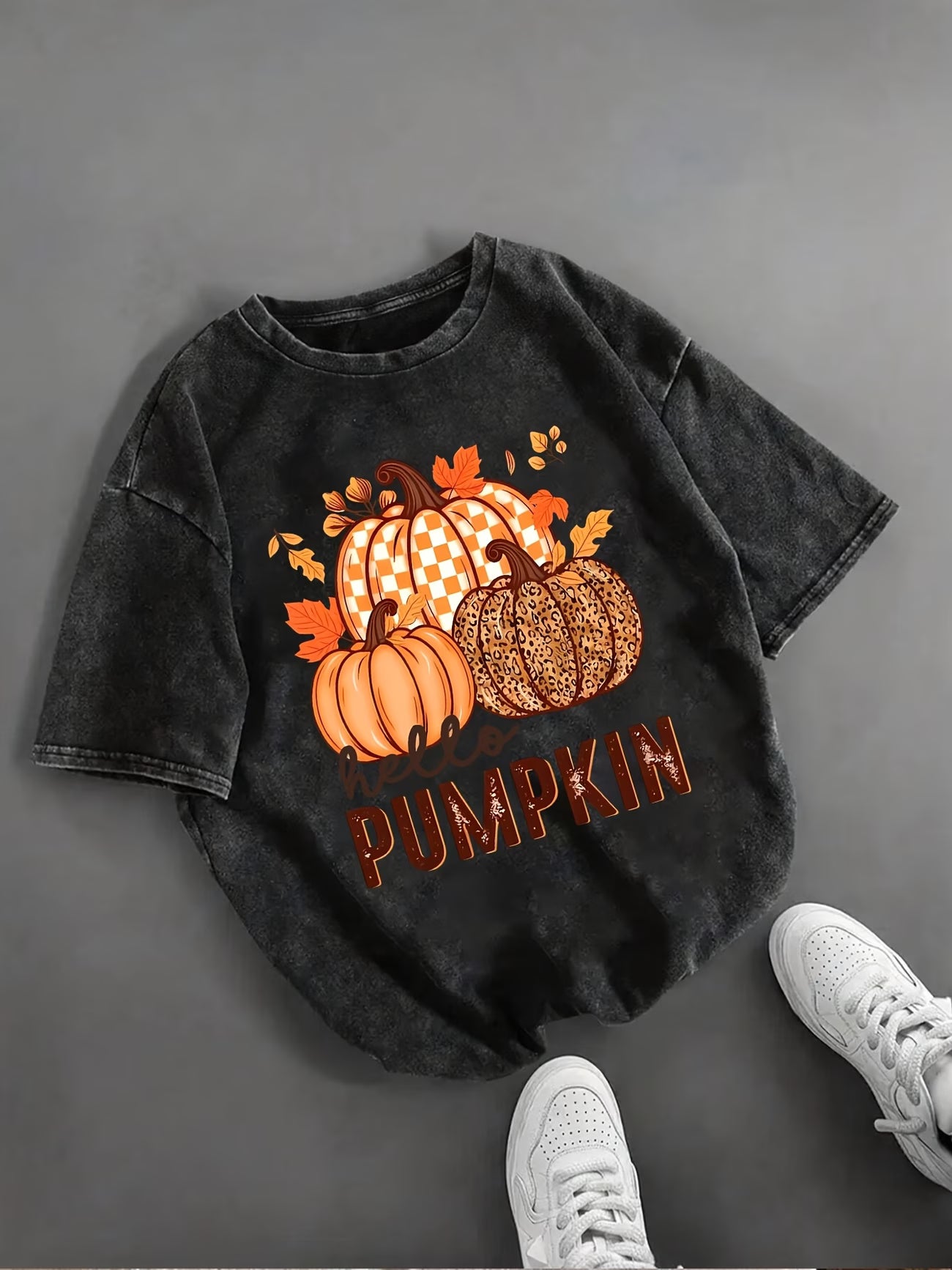Fall Pumpkins Retro Graphic Print Top