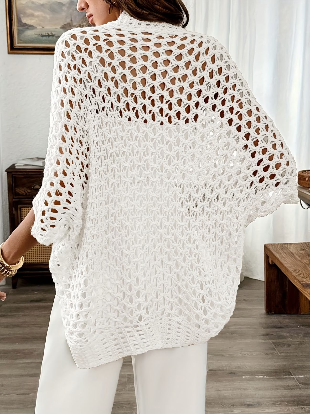 Batwing Sleeve Loose Hollow Elegant Cardigan