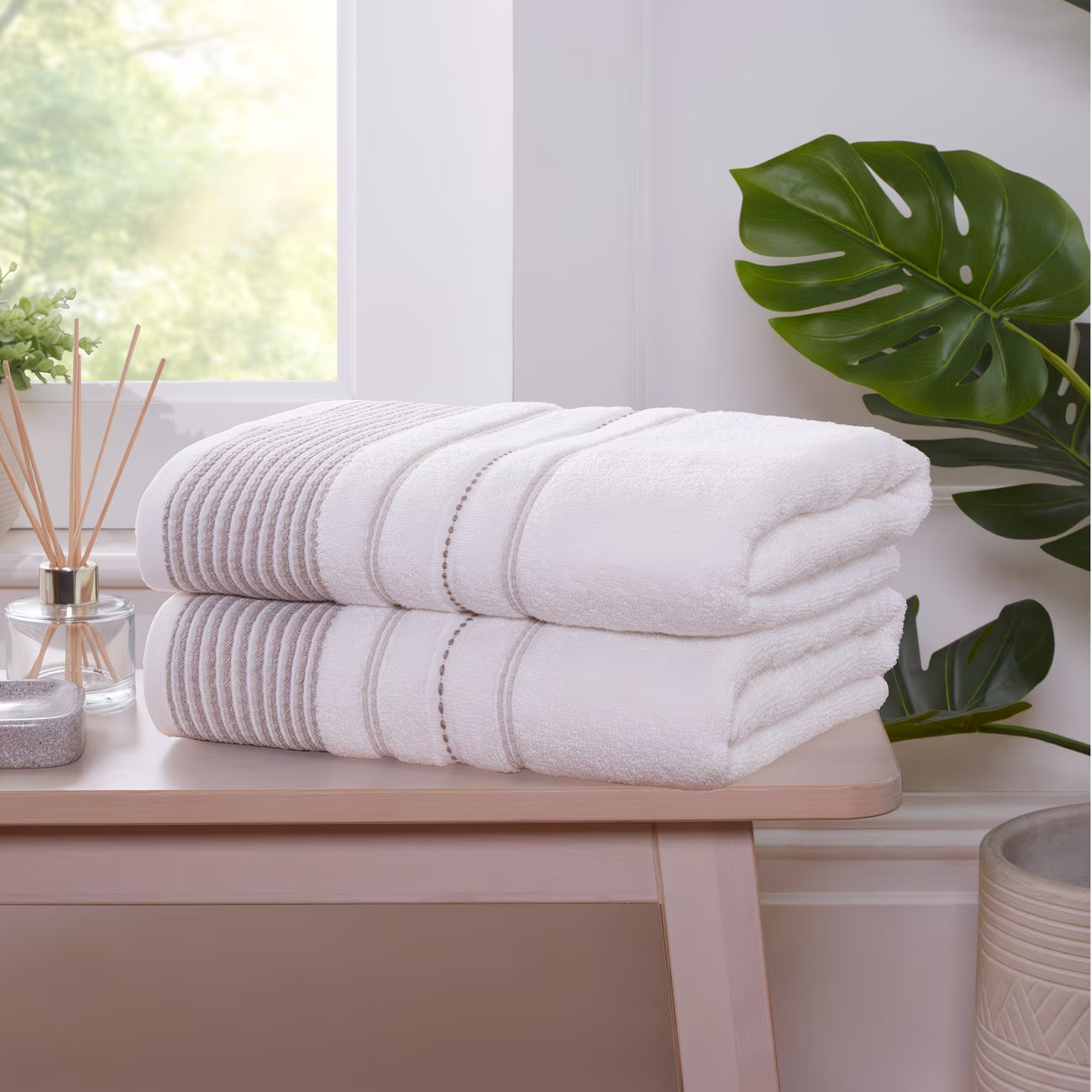 100% Cotton Towel Sets – Green, Natural & Blue | Luxurious 500GSM Cotton