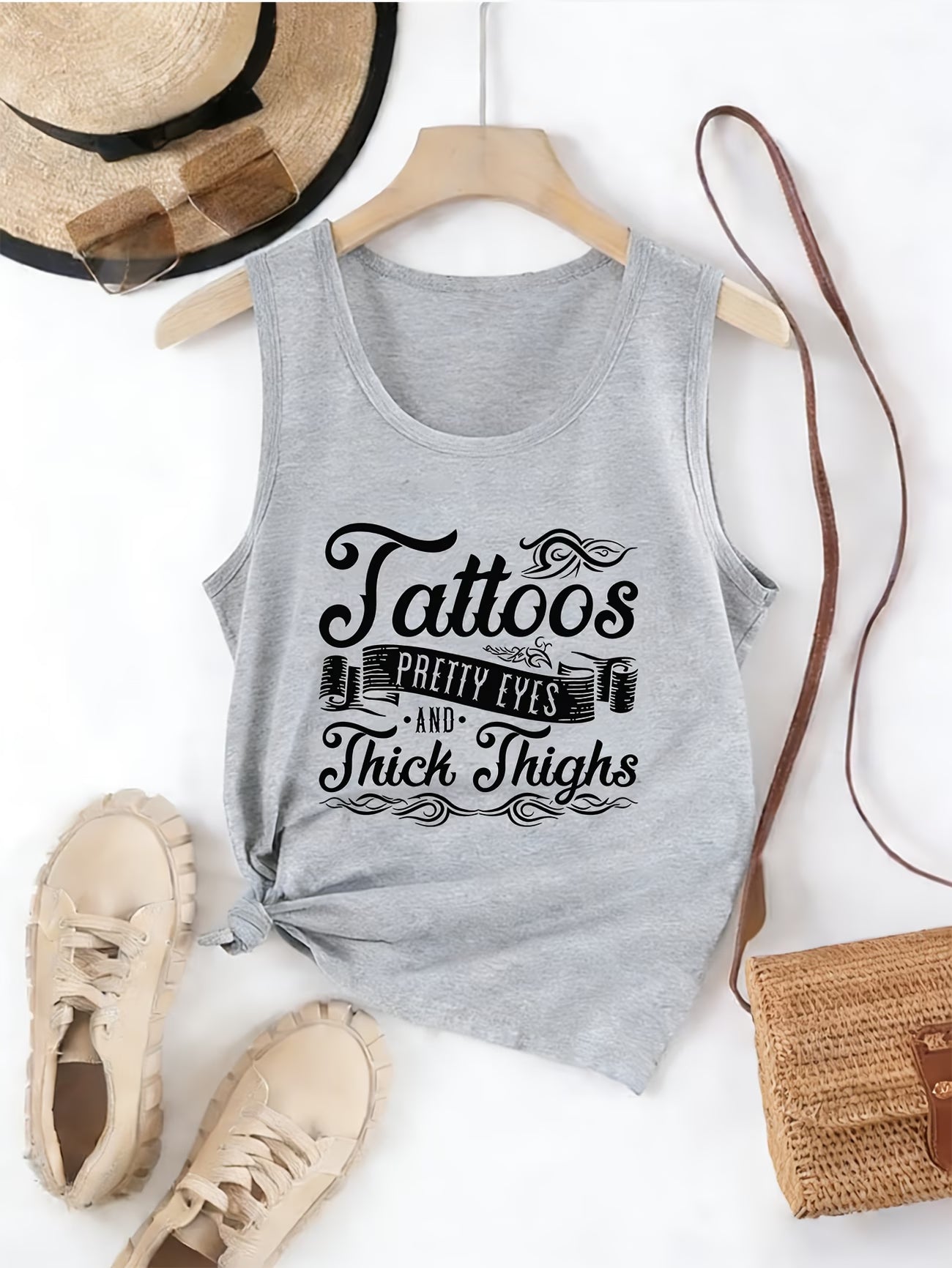 Tattoo Print Round-Neck Tank Top