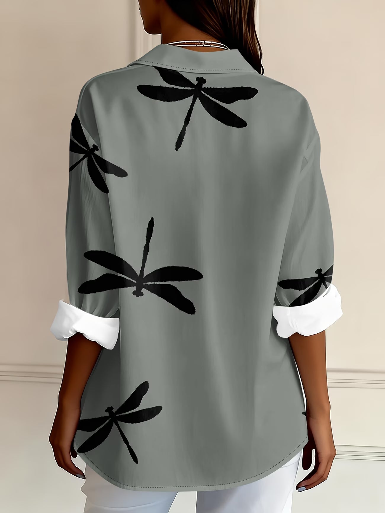 Dragonfly Print Relaxed Fit Shirt