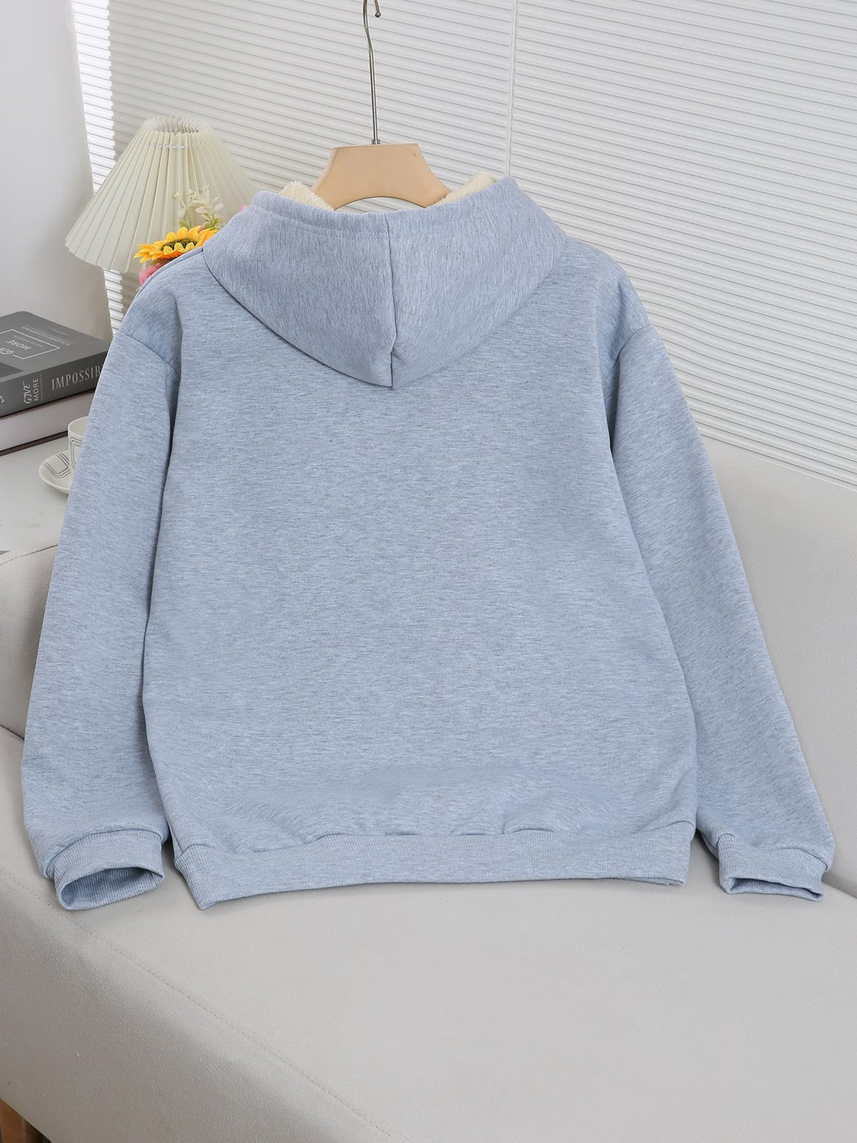 Women's Thick Fleece-Lined Drawstring Hoodie with Pockets