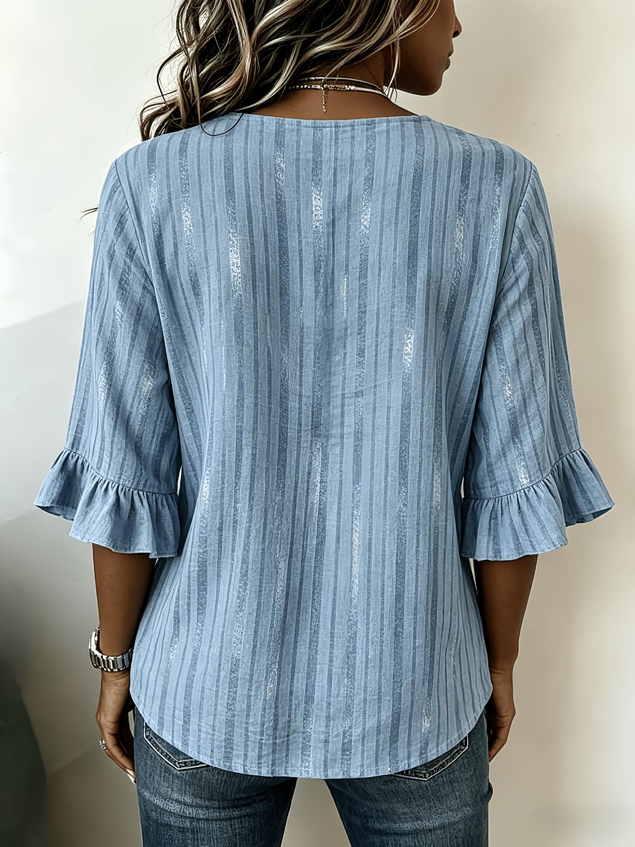 Women's Floral Print Notched V-Neck Blouse