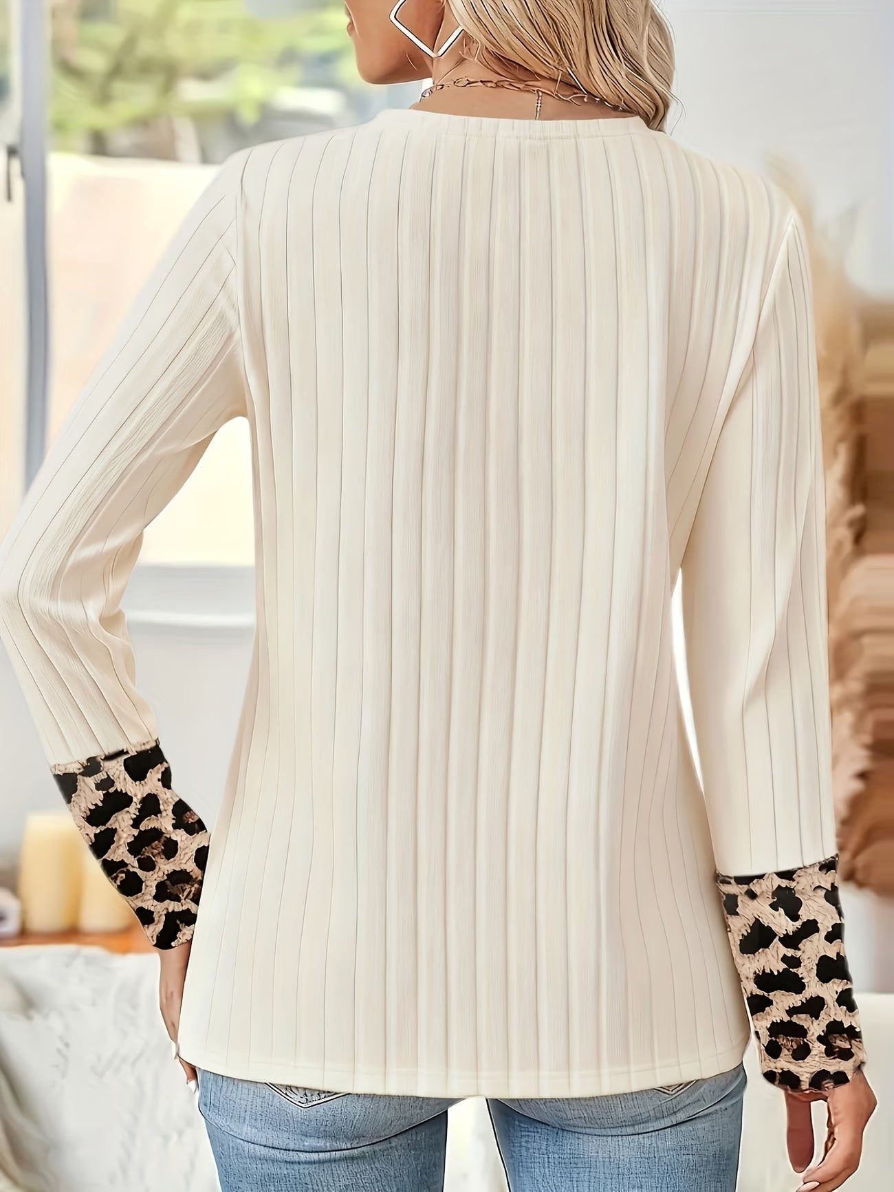 Women's Long Sleeve Printed Patchwork T-Shirt