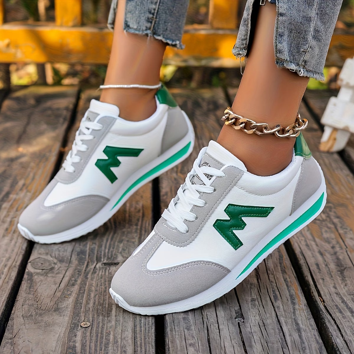 Women's White Low-Top Sneakers with Multi-Color Synthetic