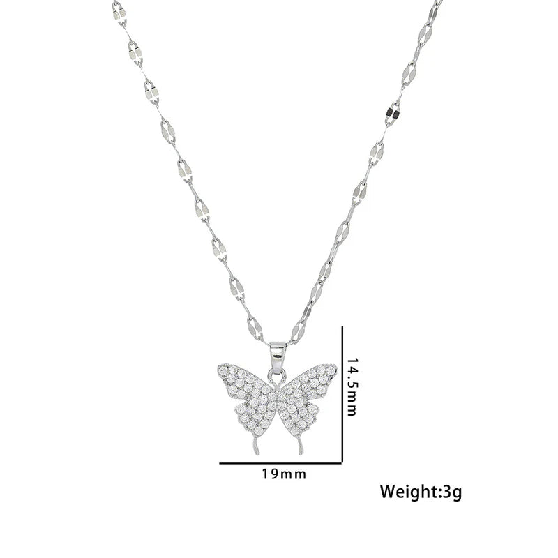 Bow Knot Pendant Necklace — Gold-Plated Titanium Steel on Wavy Chain