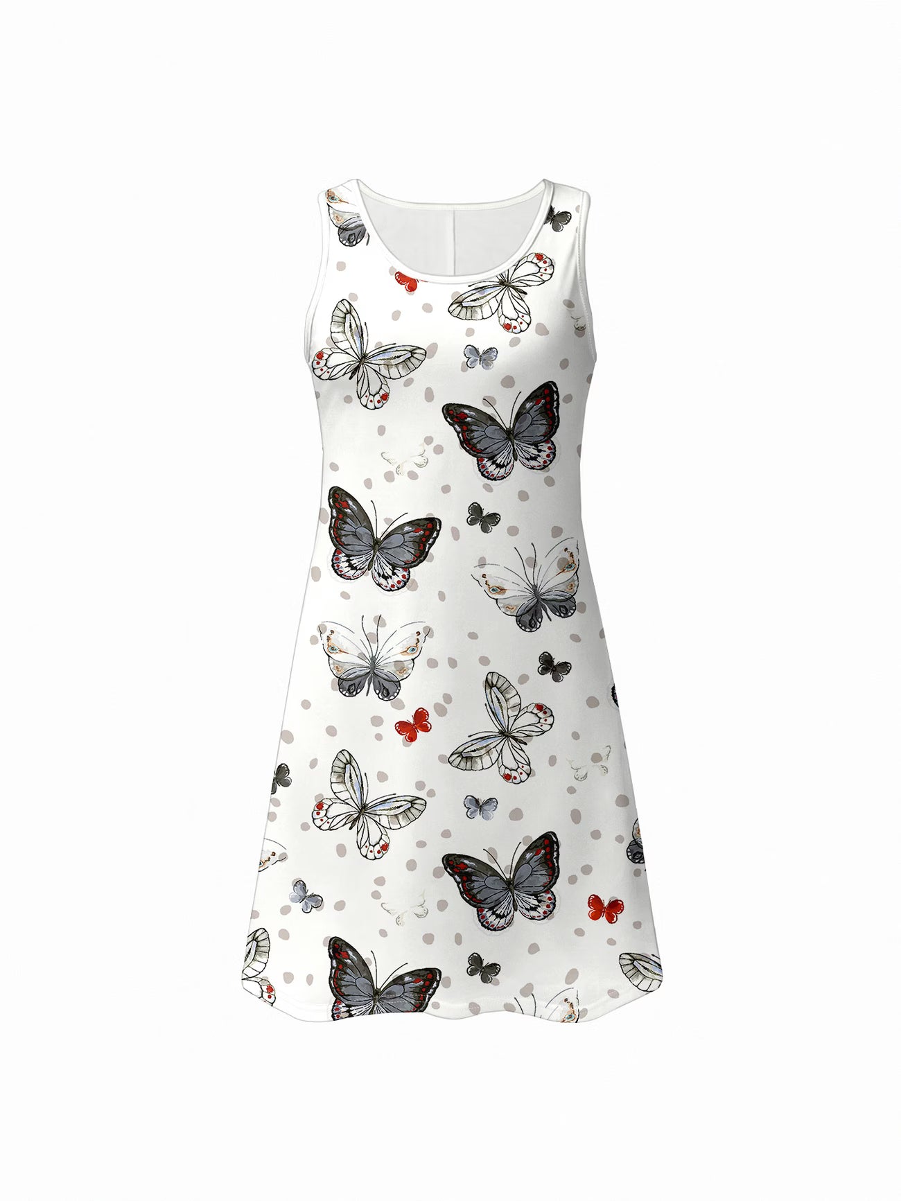 Women's Fashion Round Neck Printed Pocket Dress