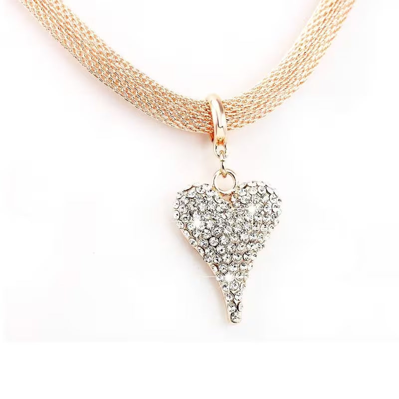 MGJ™ Rose Golden Snake Chain Choker with Austrian Crystal Heart Charm Pendant