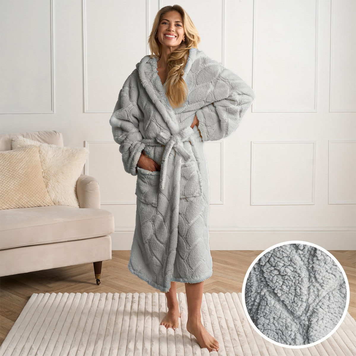 Braided Fleece Dressing Gown, Adults