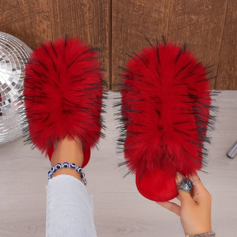 Women's Soft Faux Fur Pom-Pom Home Slippers
