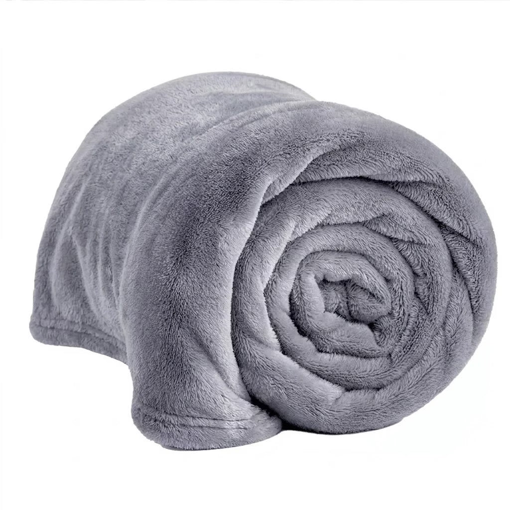 Silver Faux Fur Fleece Throw Blanket, 150 × 200 cm