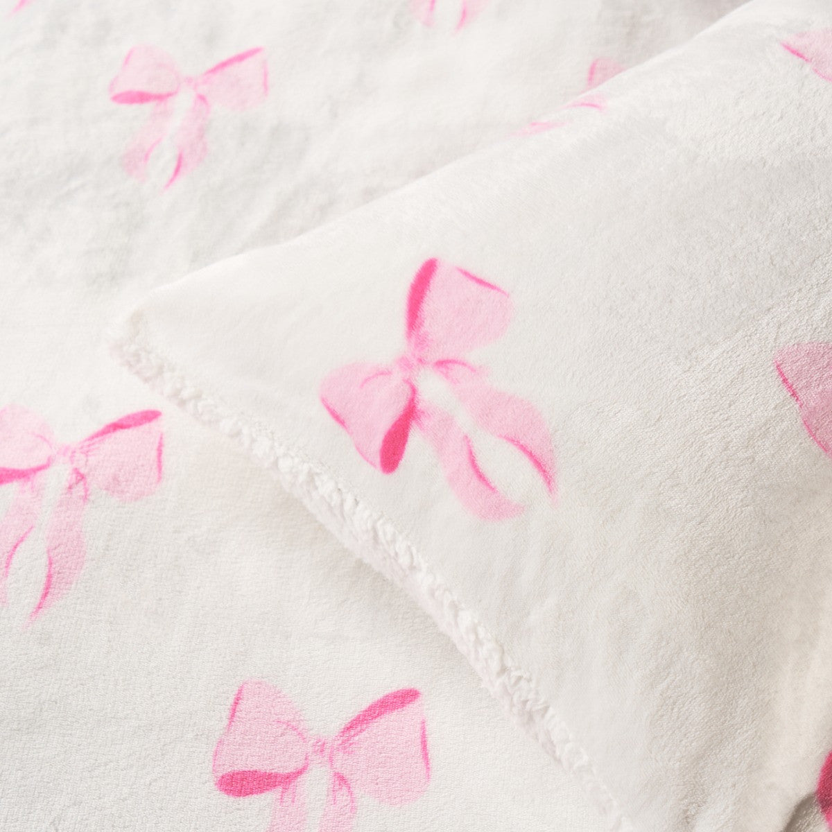 Print Fleece Duvet Cover Set - Pink/White