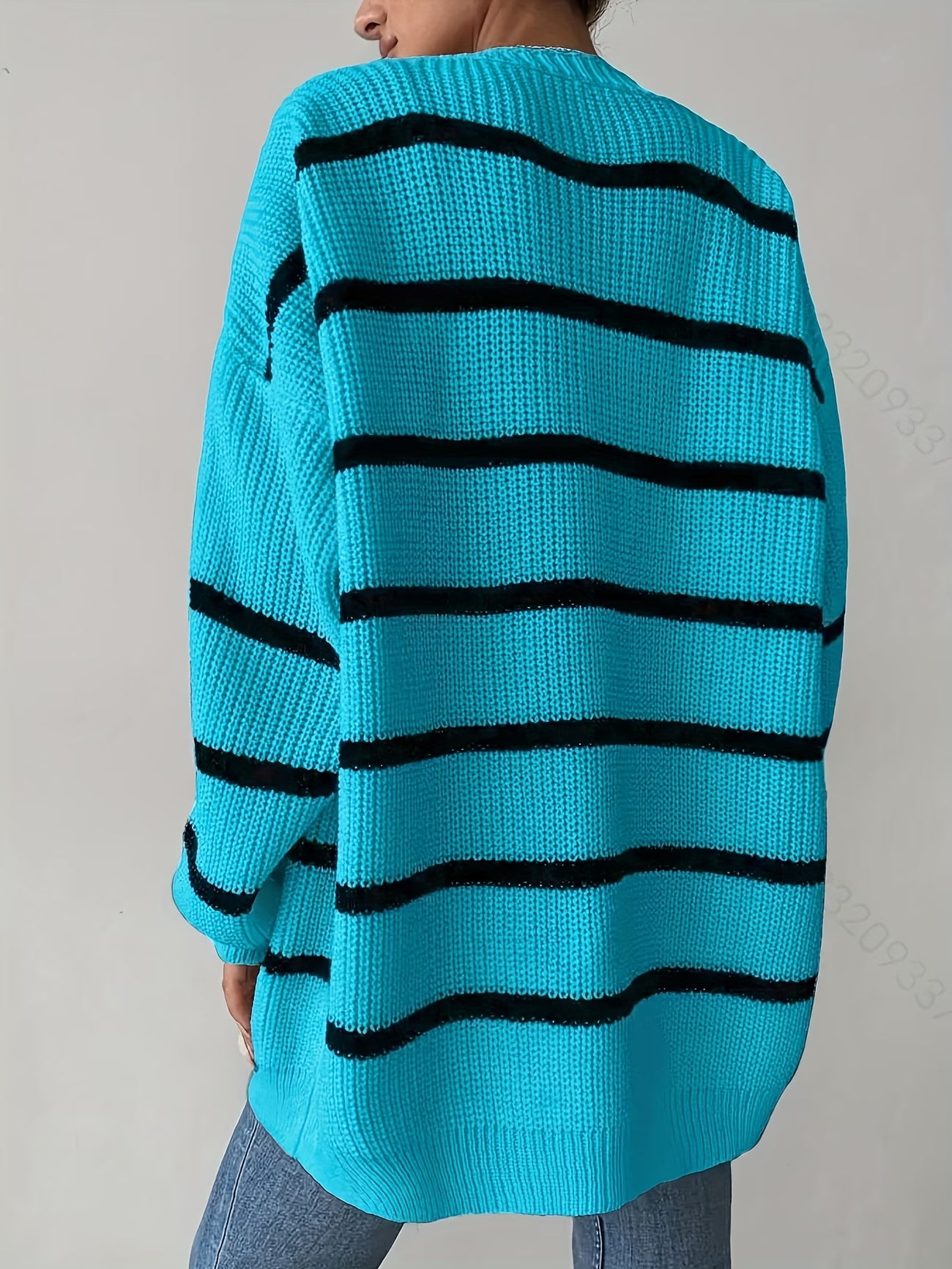 Women's Striped Colour-Block Cardigan