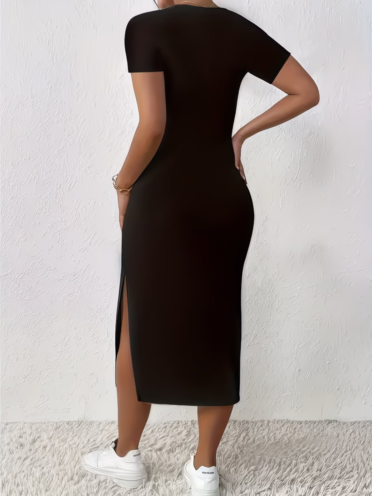 Elegant Printed Side Slit Dress