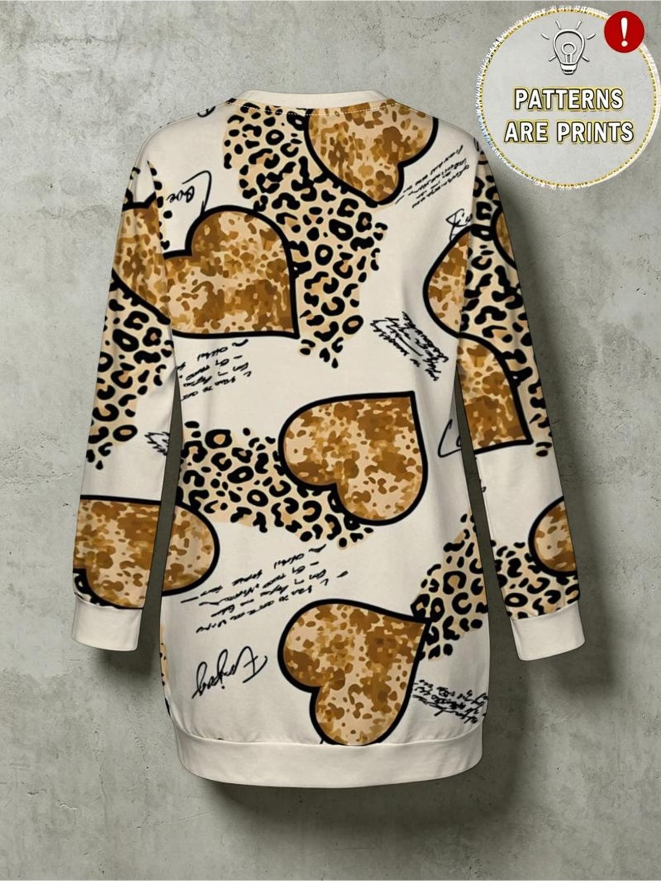 Leopard Heart Print Loose Sweatshirt