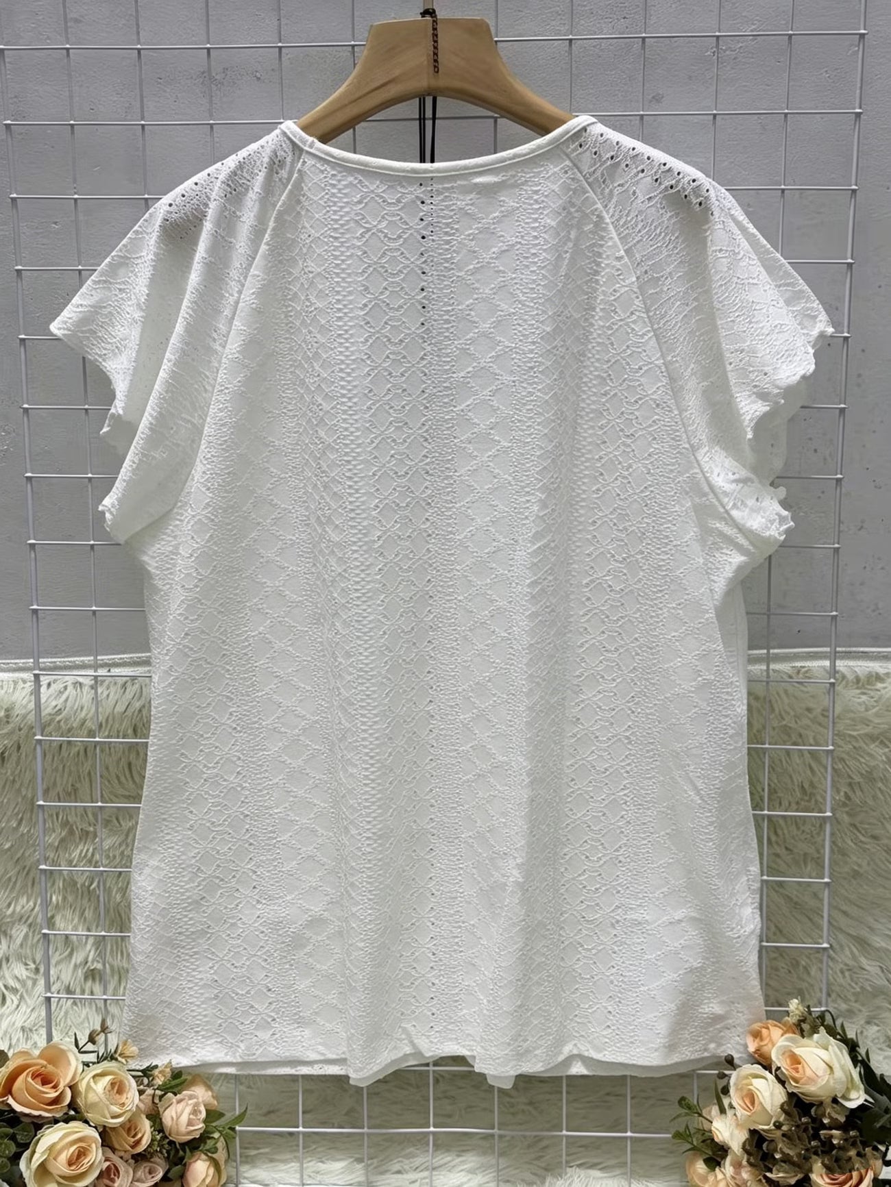 Plus Size Women's Elegant Pleated Ruffle Sleeve T-Shirt