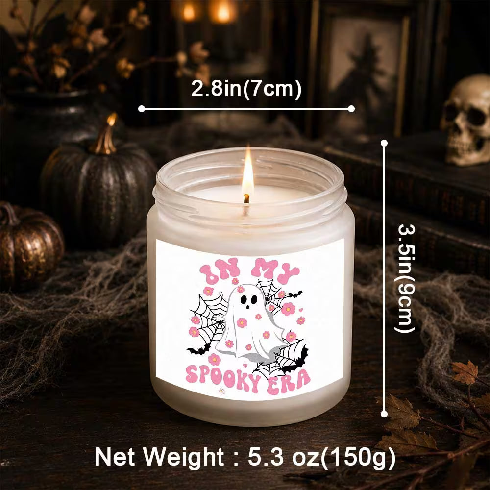 Lavender Scented Glass Jar Candle | In My Spooky Era Floral Ghost Design