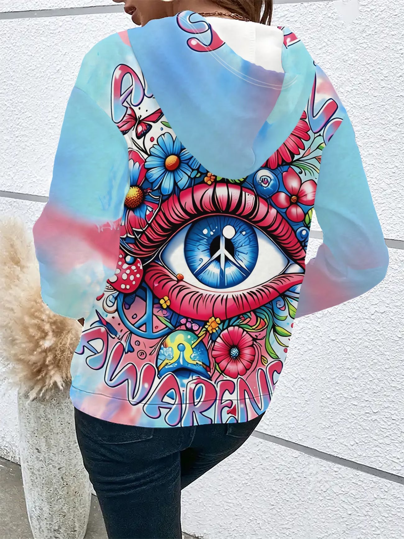Women's Hooded Sweatshirt – "I Love Consciousness" Eye Print